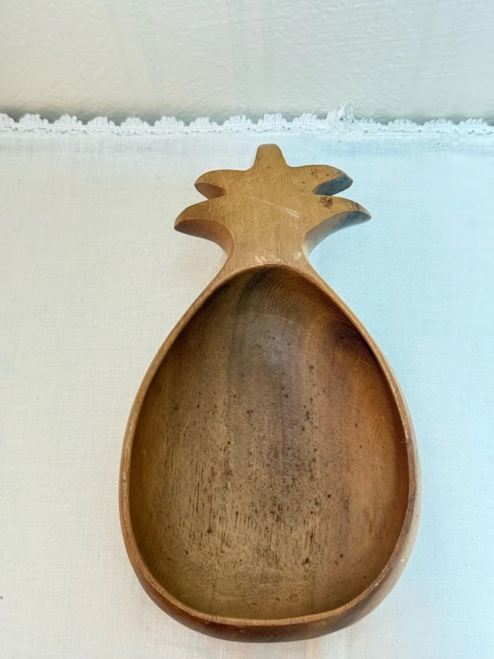 Vintage‎ Hand-Carved Pineapple Wood Serving Bowl - Natural Brown